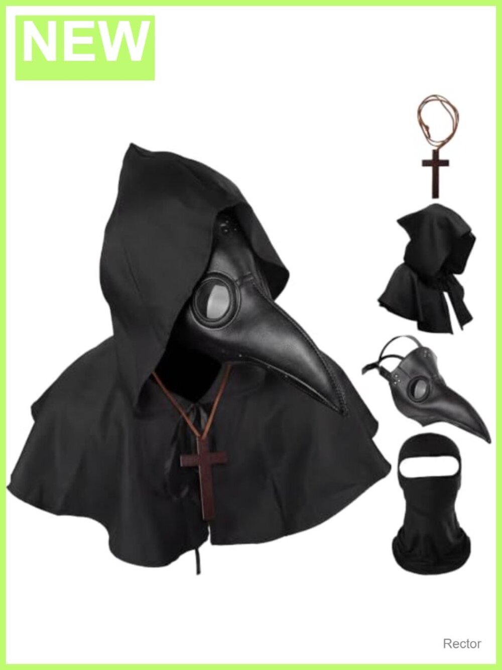 HAOSUN Plague Doctor Mask Costume Set PU Leather Cloak Balaclava Medieval
